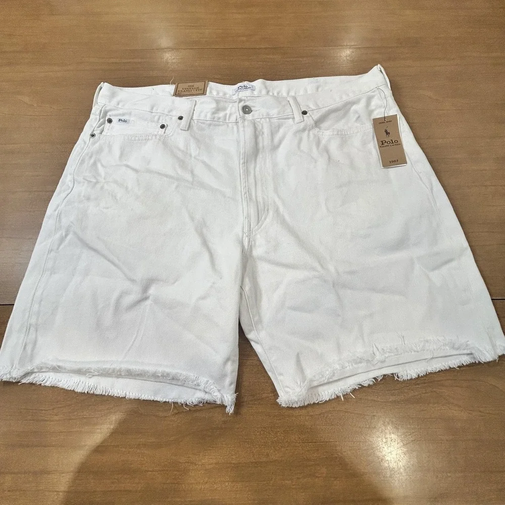 Polo Ralph Lauren Shorts Mens 40 White Vintage Classic Fit Denim 9 Inseam NWT